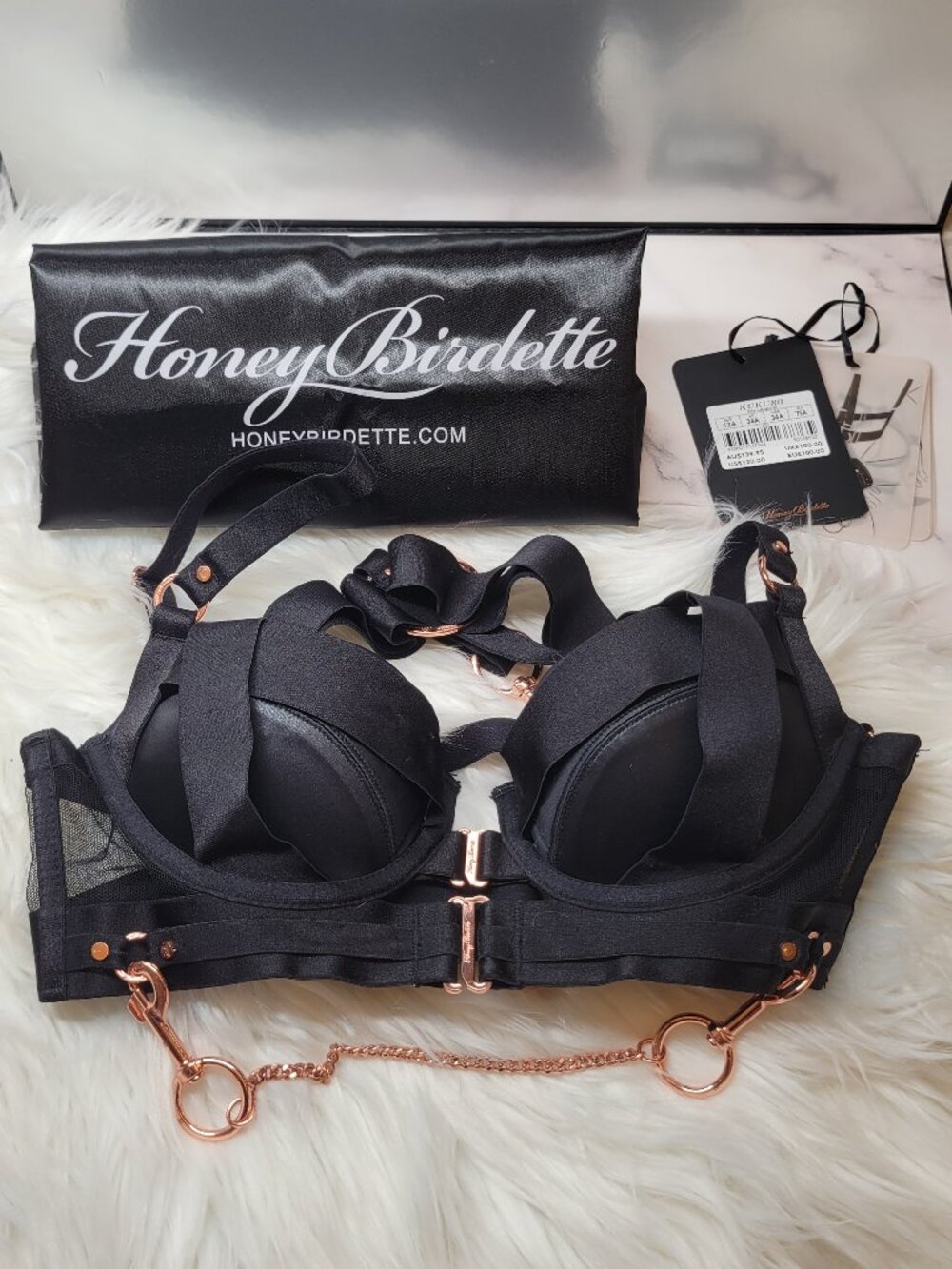 Honey Birdette Kukuro Bra 34A ROSE GOLD